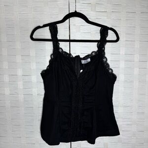 Jon & Anna Black Fitted Lace Detail Sleeveless‎ Top and Back Zipper Size Large